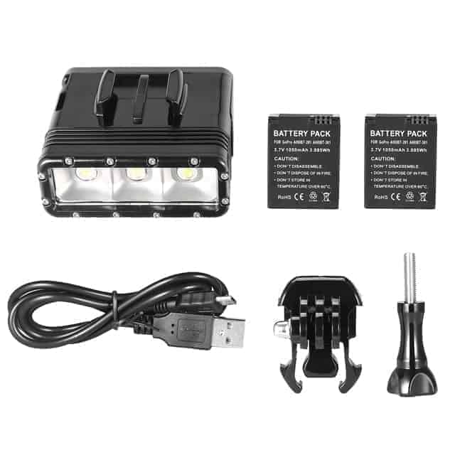 Waterproof Video Light Flashlight with Base Mount & Screw & Dual