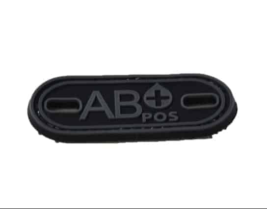 AB Positive blood type patch (Black) (Fits boot lace)