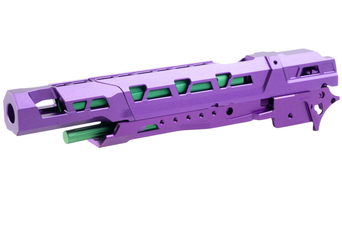 5KU CNC Aluminum EX 01 Frame Kit For Tokyo Marui Hi Capa GBB Airsoft (Purple w/ Green Barrel)