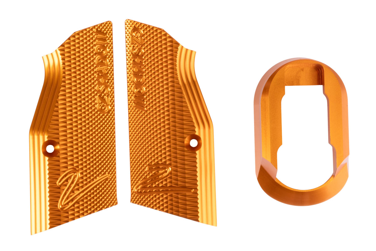 KJ Works Aluminum Grip W/ Magwell For Shadow 2 GBB Airsoft (Orange)