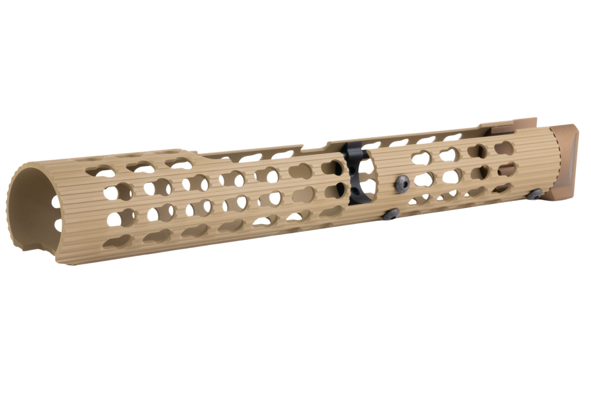 5KU VS-24 Aluminum AK Long Tubular Keymod Handguard for CYMA AK AEG Airsoft (Tan)