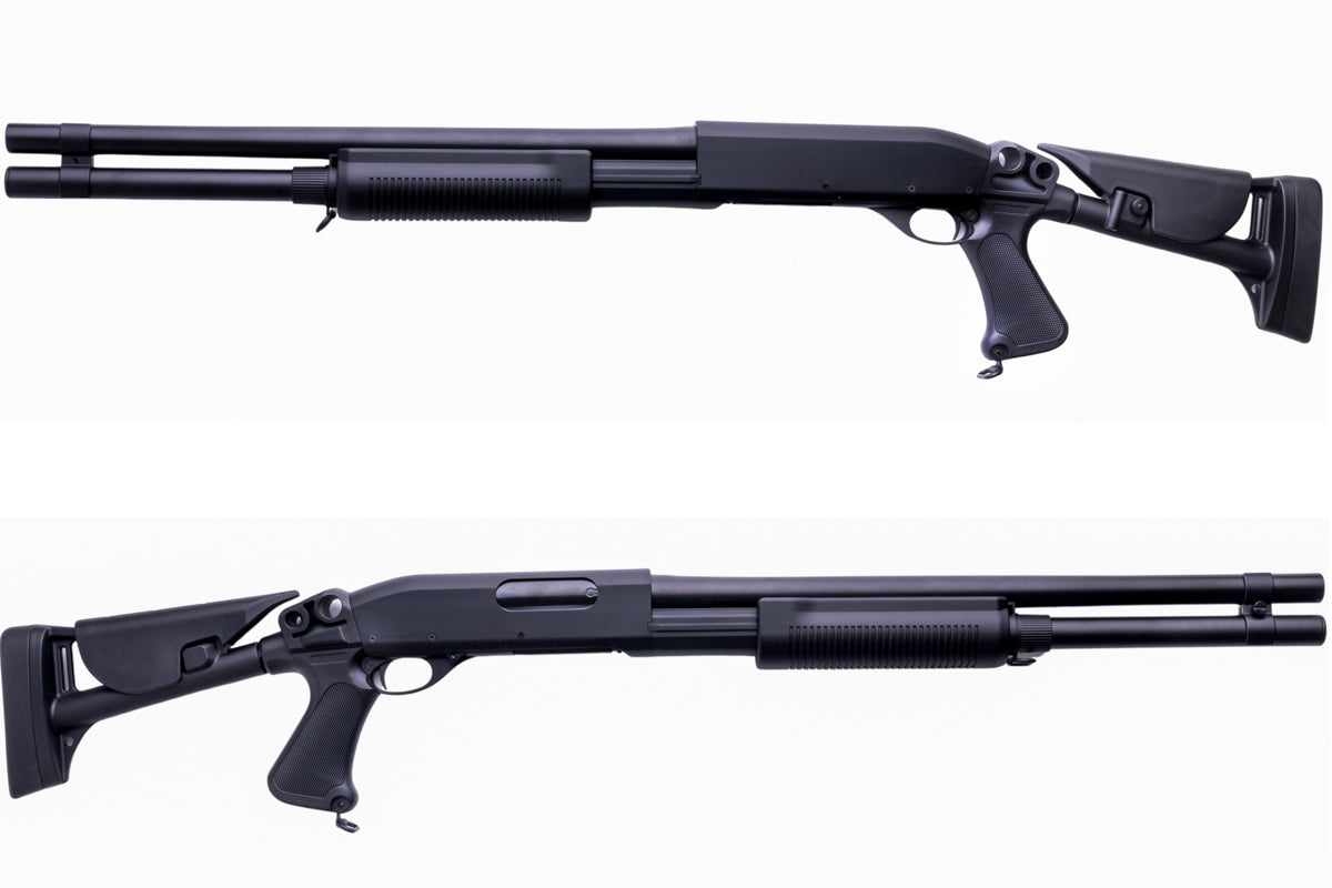 CYMA M870 3-Round Burst Multi-Shot Shell Loading Airsoft Spring Shotgun w/ Retractable Stock (CM353L