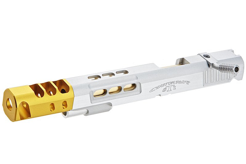 Airsoft Masterpiece S Style DVC Open Silver Slide w/ Gold Compensator for Marui Hi-Capa GBB Airsoft