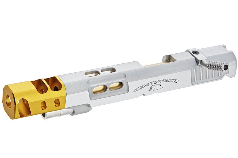 Airsoft Masterpiece S Style DVC Silver Open Slide w/ Gold Compensator for Marui Hi-Capa GBB Airsoft