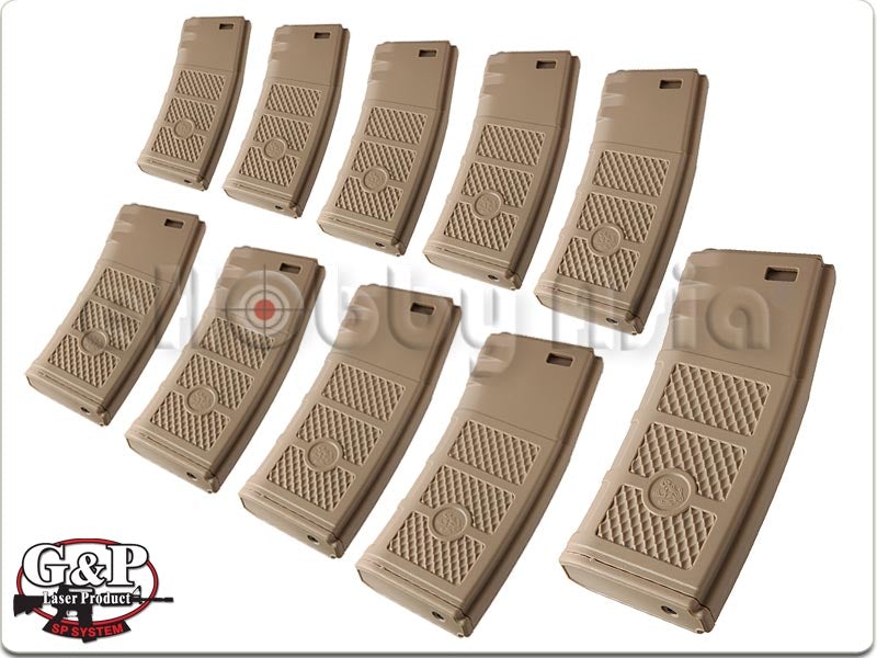 G&P M4/M16 130rd Ball Ball Mid-Cap AEG Magazine (10pcs Set, Dark Earth)