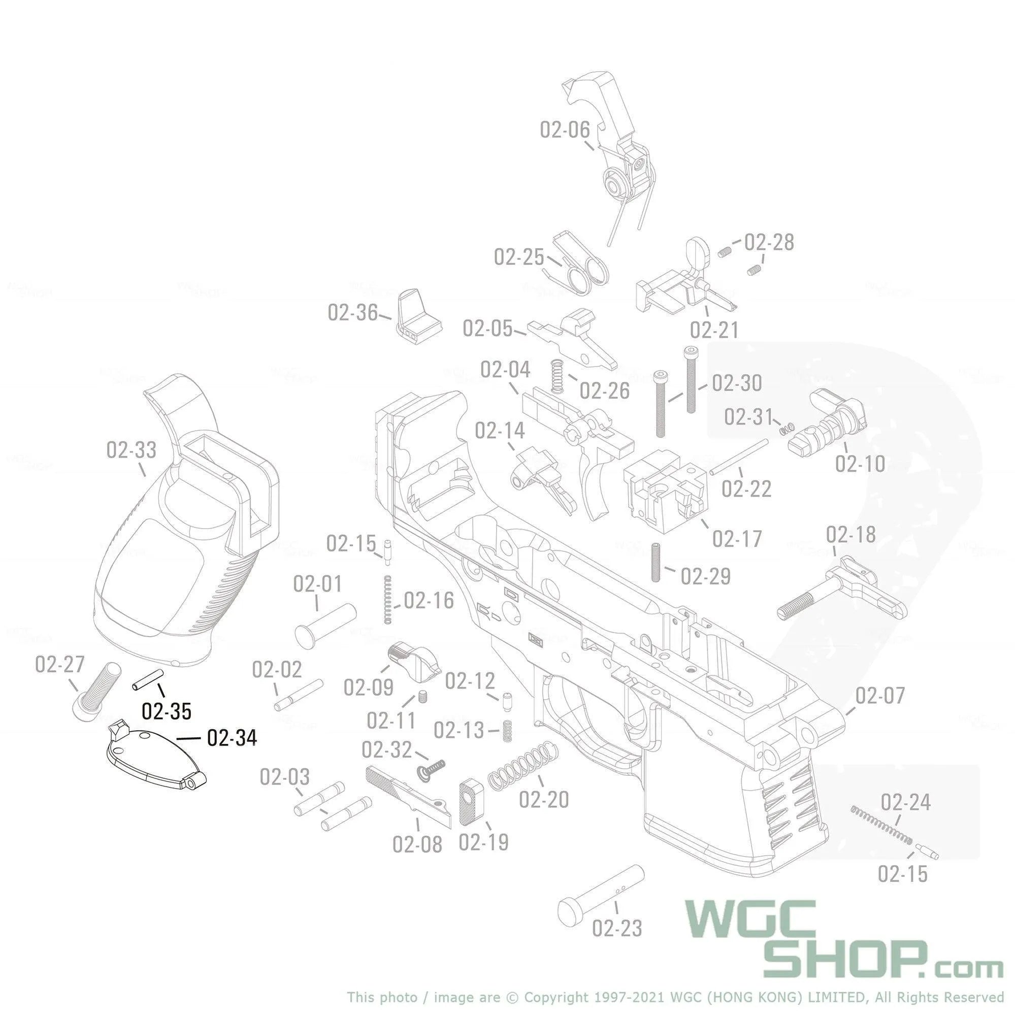 APFG Original Parts - MPX GBB Grip Base Plate with Pin ( 02-34 / 02-35 )