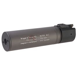 ASG ROTEX - III C Barrel Extension Tube and Flash Hider - 160mm Length 14mm CCW Grey (Licensed by B&