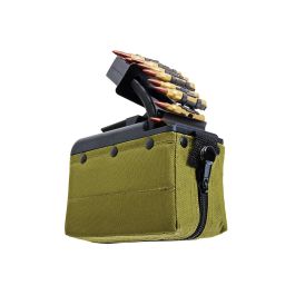 Battleaxe x T8 A&K M249 AEG Drum Magazine (2000 rds, Sound Control, Turbine System) - Ranger Green
