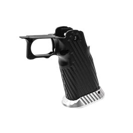 Bomber Tokyo Marui Hi Capa GBB CNC Aluminum Grip (INF Style) - Black + Silver Parts