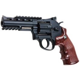 WinGun Airsoft Revolver CO2 701 (4 inch, Brown Grip, 6mm Version) - Black