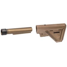 Guns Modify VFC HK416 GBB A5 Style Slim Stock with A5 Style One Piece Buffer Tube Set (CNC, FDE)