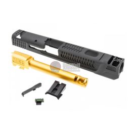 JDG WAR Afterburner M&P 1.0 Slide Set for Tokyo Marui M&P9 GBB(Licensed by WAR)(Ti- Grey w/Gold Barr