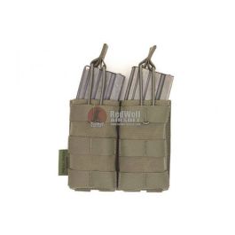Warrior Assault Systems Double MOLLE Open M4 5.56mm Mag / Bungee Pouch - Ranger Green