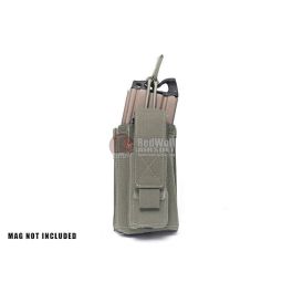 Warrior Assault Systems Single Open M4 5.56mm Mag Pouch with 9mm D/A Pistol Mag - Ranger Green