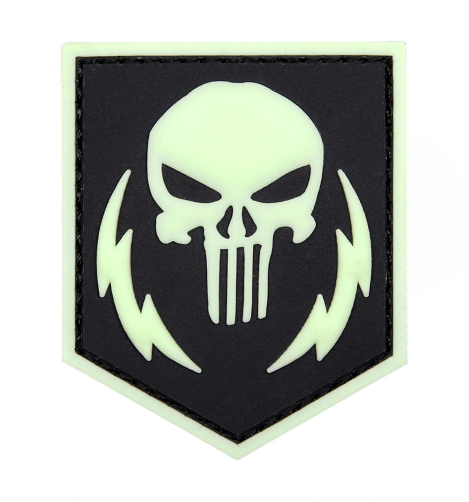 101 Inc. Punisher Skull 3D PVC Patch - Glow In The Dark