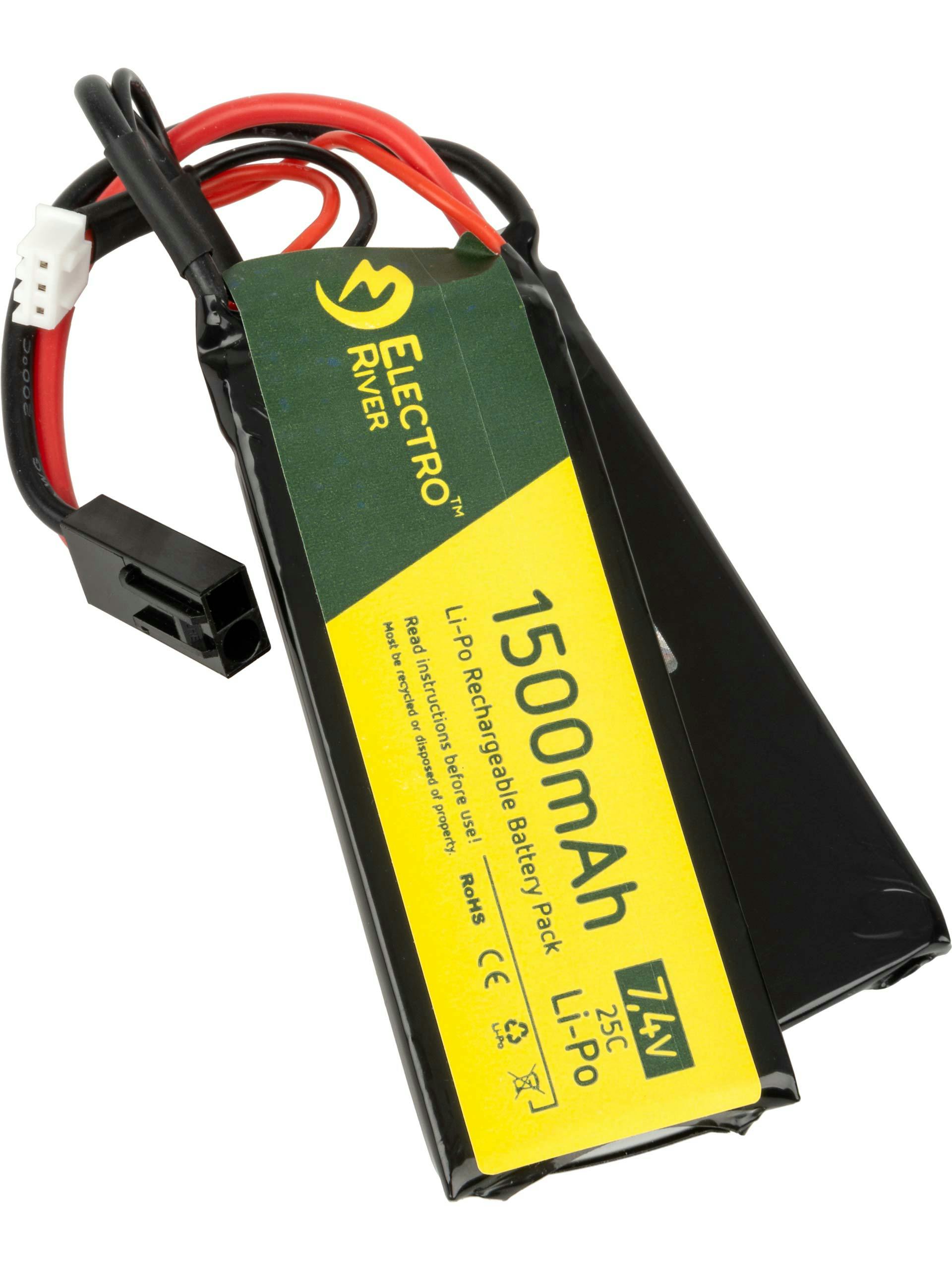 Electro River 7.4v 1500mAh 20C Flat Nunchuck LiPo Battery (Mini Tamiya)