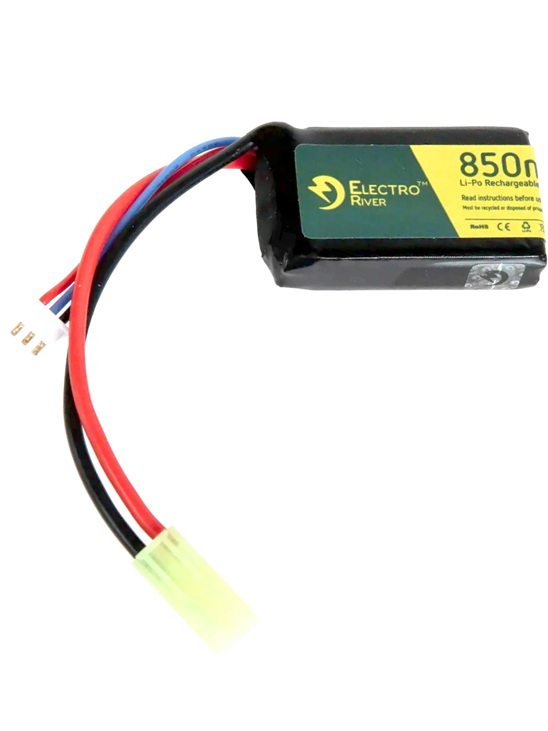 Electro River 7.4V 850mAh 20C Mini LiPo PEQ Battery Pack (Mini Tamiya)
