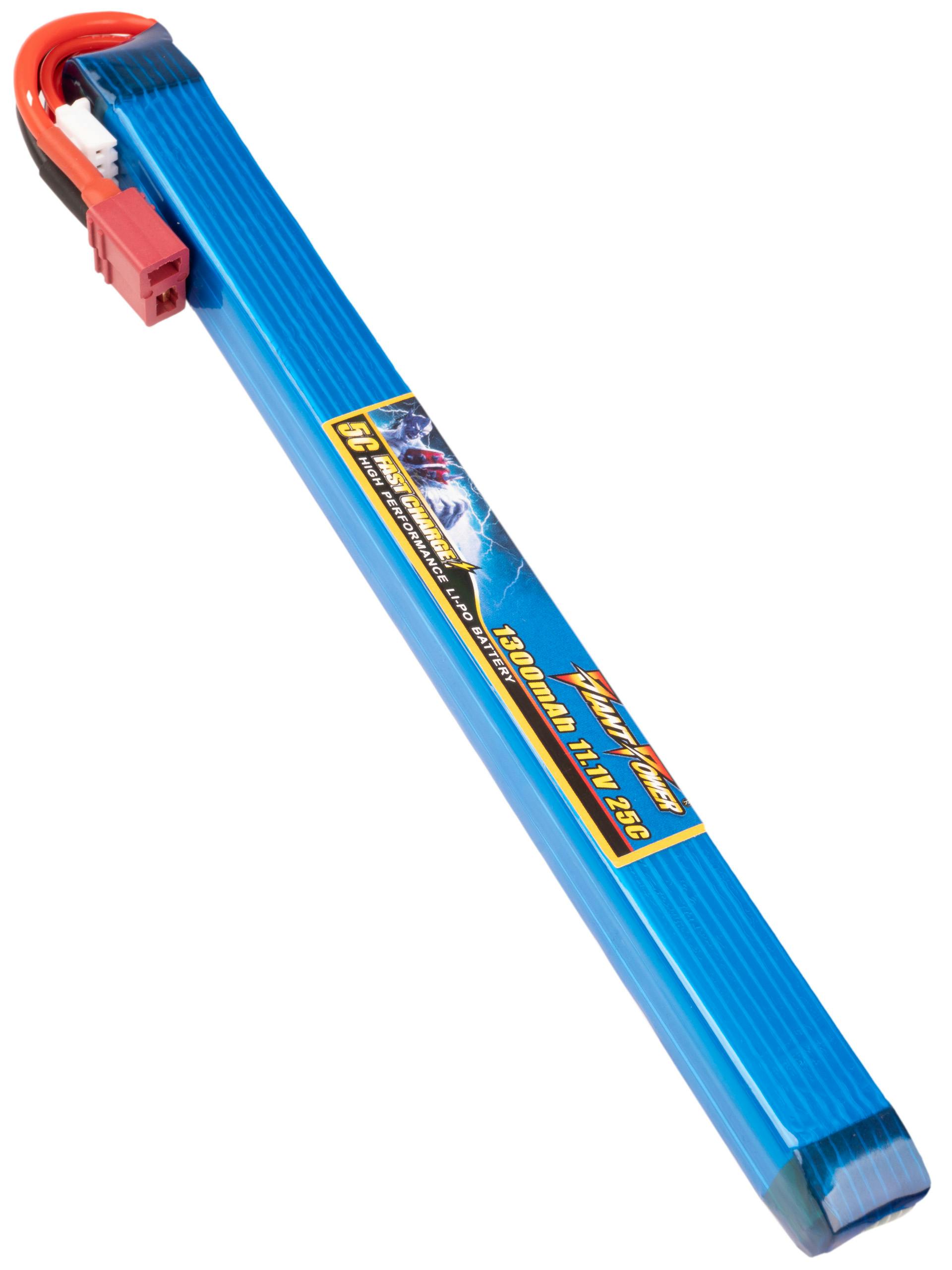 Giant Power 11.1v 1300mAh 25C LiPo Slim Stick Battery (Deans)