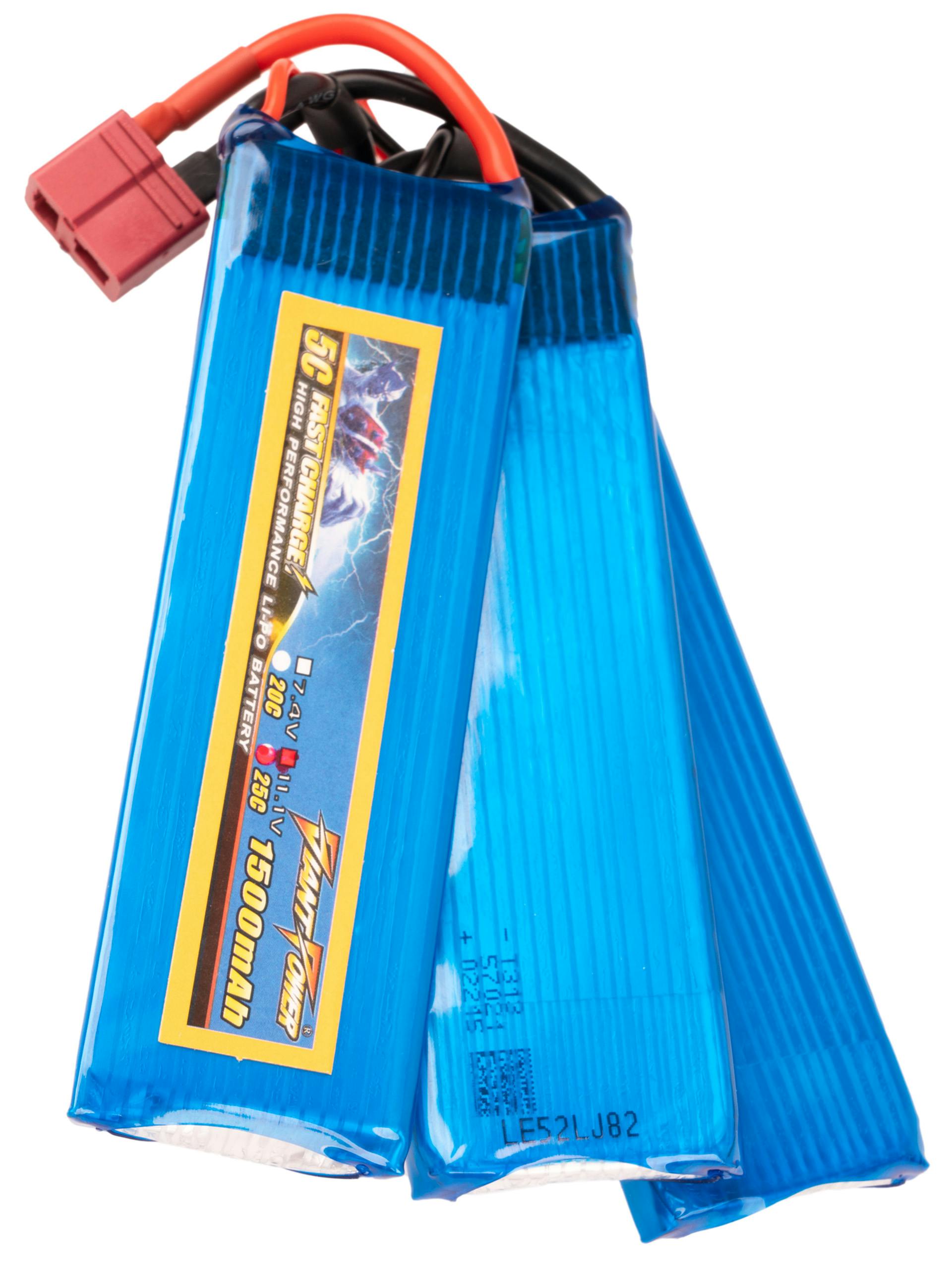 Giant Power 11.1V 1500mAh 25C LiPo Flat Nunchuck Battery (Deans)