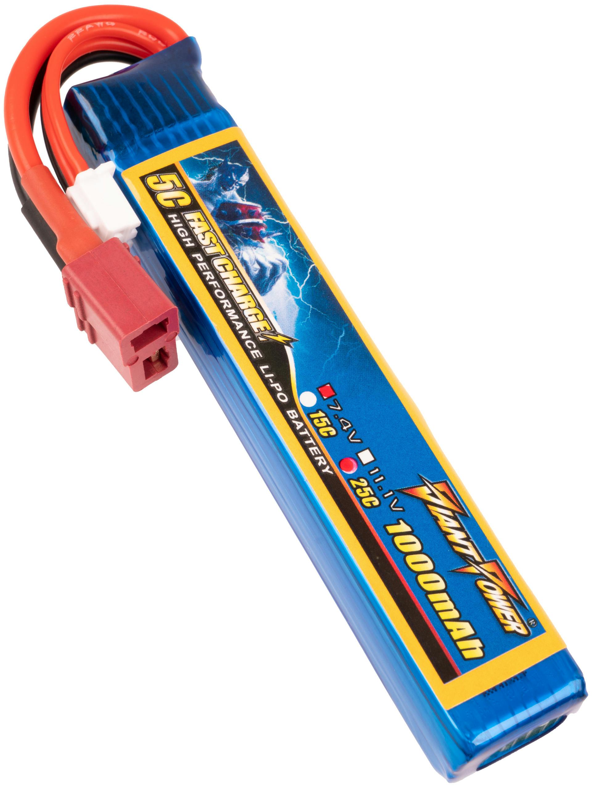 Giant Power 7.4V 1000mAh 25C LiPo PDW Stick Battery (Deans)