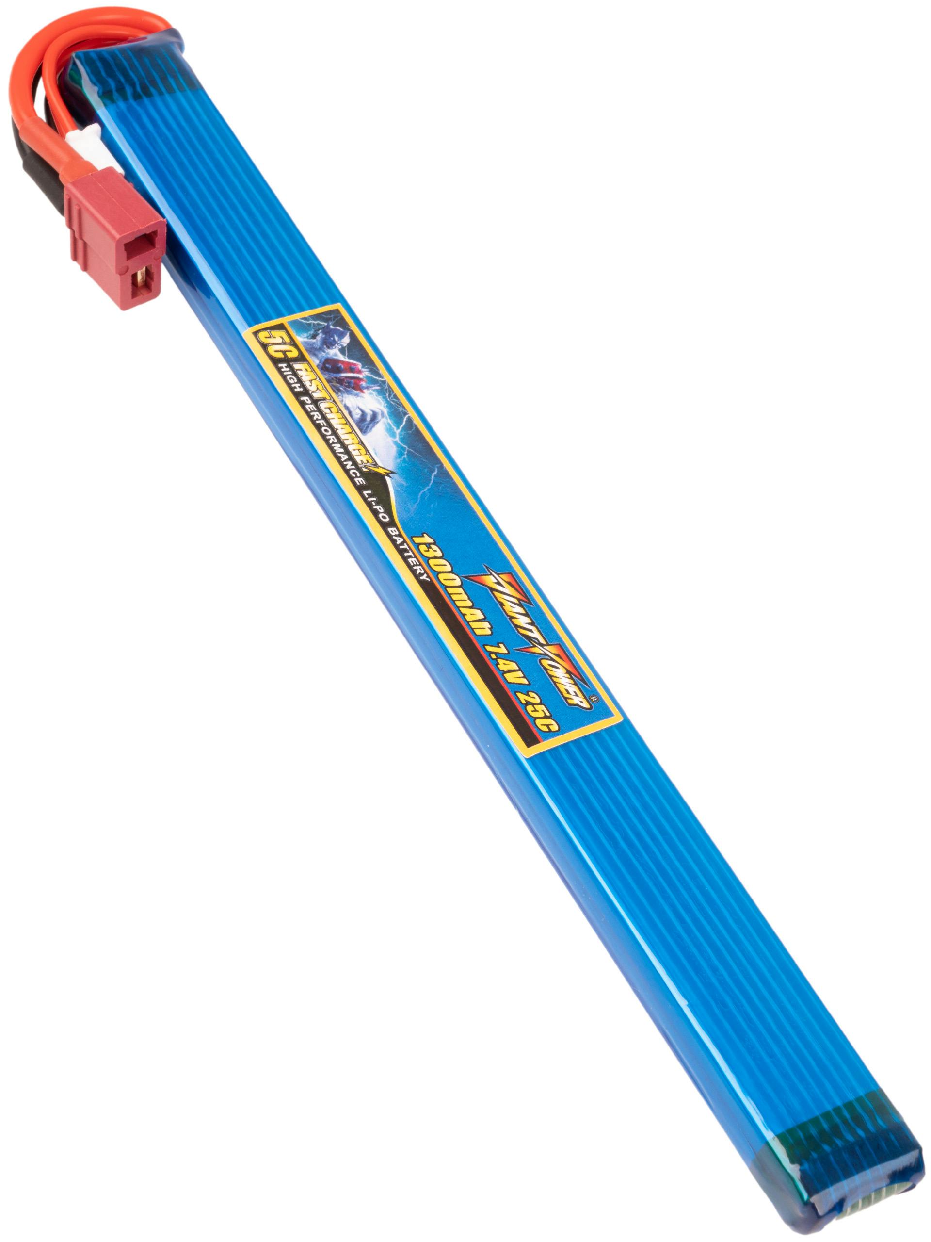 Giant Power 7.4V 1300mAh 25C LiPo Slim Stick Battery (Deans)