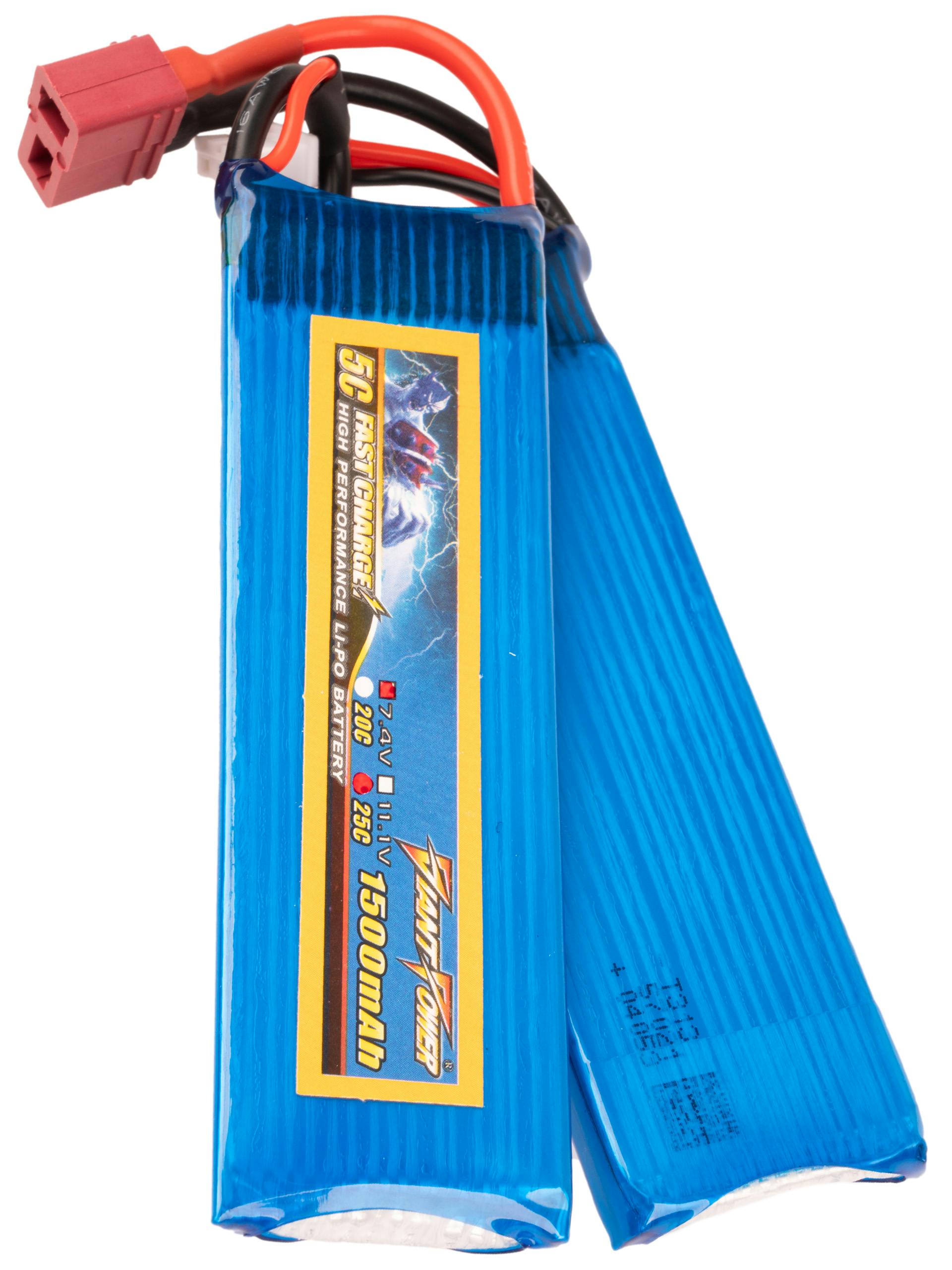 Giant Power 7.4V 1500mAh 25C LiPo Flat Nunchuck Battery (Deans)