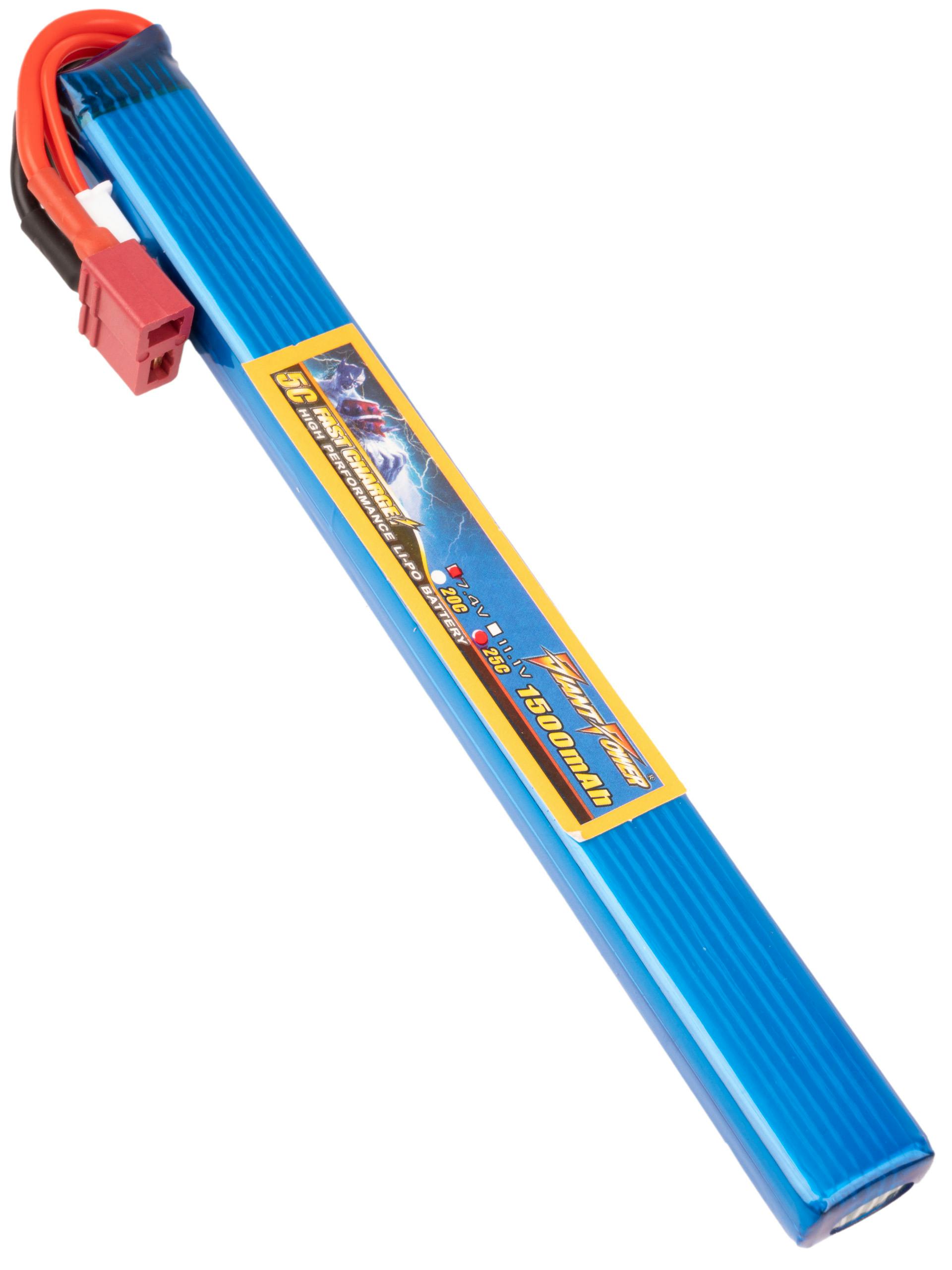 Giant Power 7.4V 1500mAh 25C LiPo Slim Stick Battery (Deans)