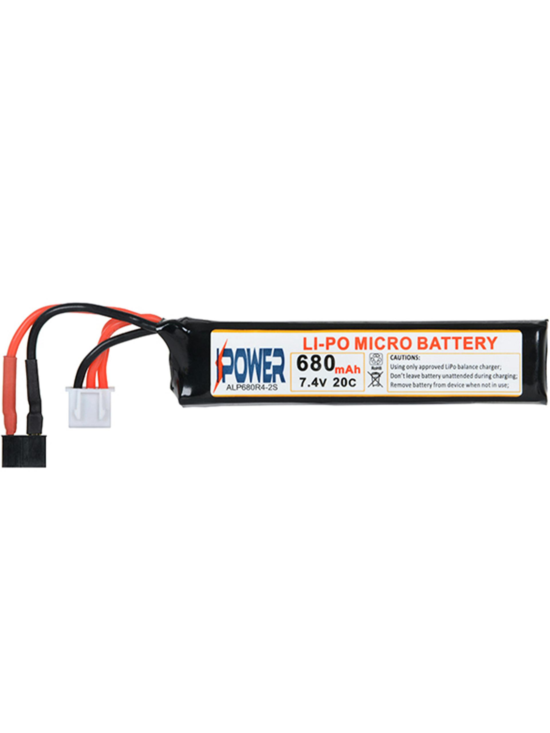 IPower 7.4V 680mAh 20c LiPo Battery For CYMA MOSFET AEPs (Mini Deans)