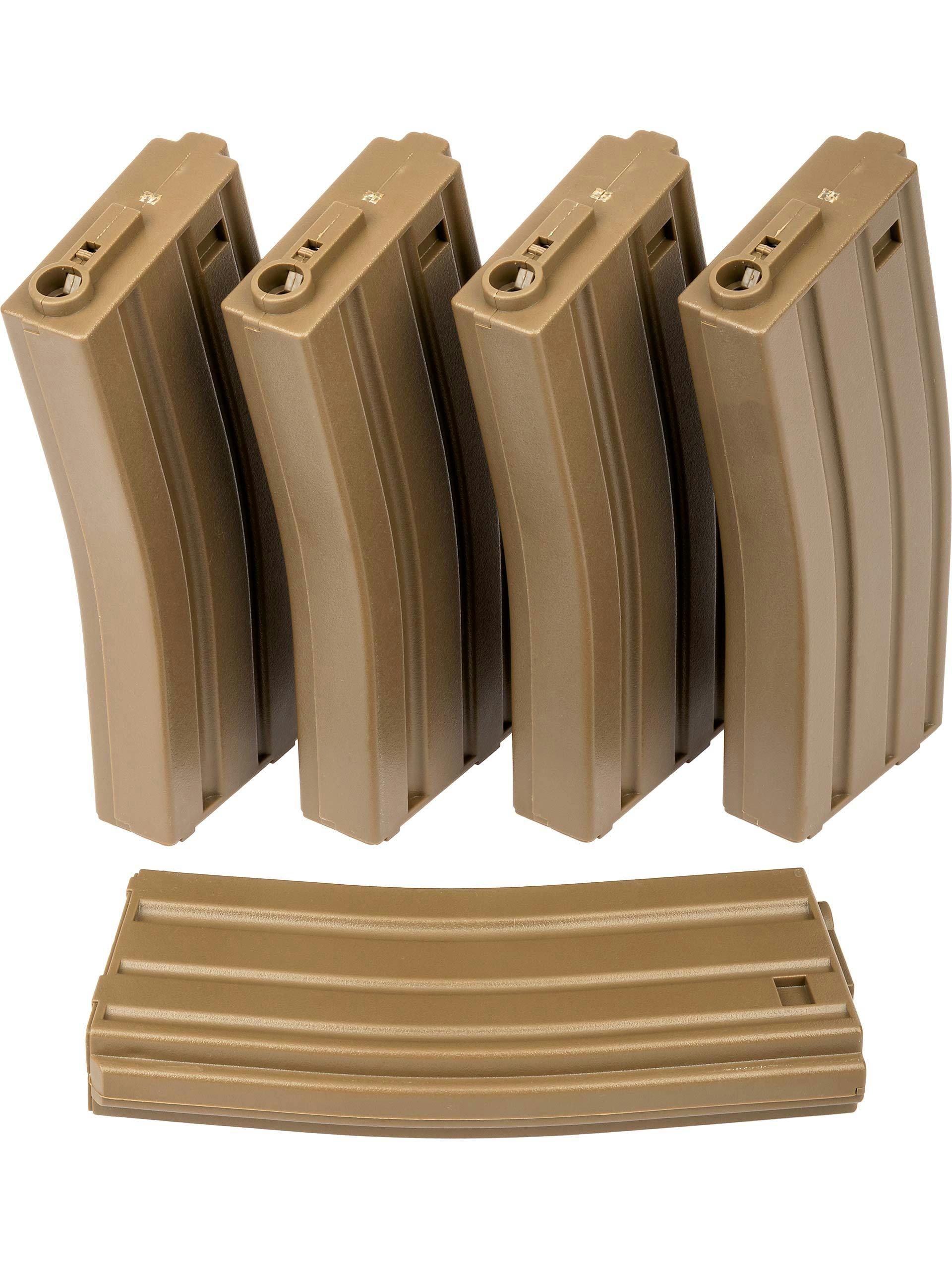 King Arms 120rnd Polymer STANAG Mid-Cap Magazine for M4/AR-15 AEGs; 5 Pack