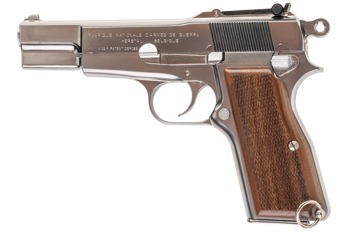 Marushin Browning Hi-Power Military Model Gun (Silver with Wood Grip)