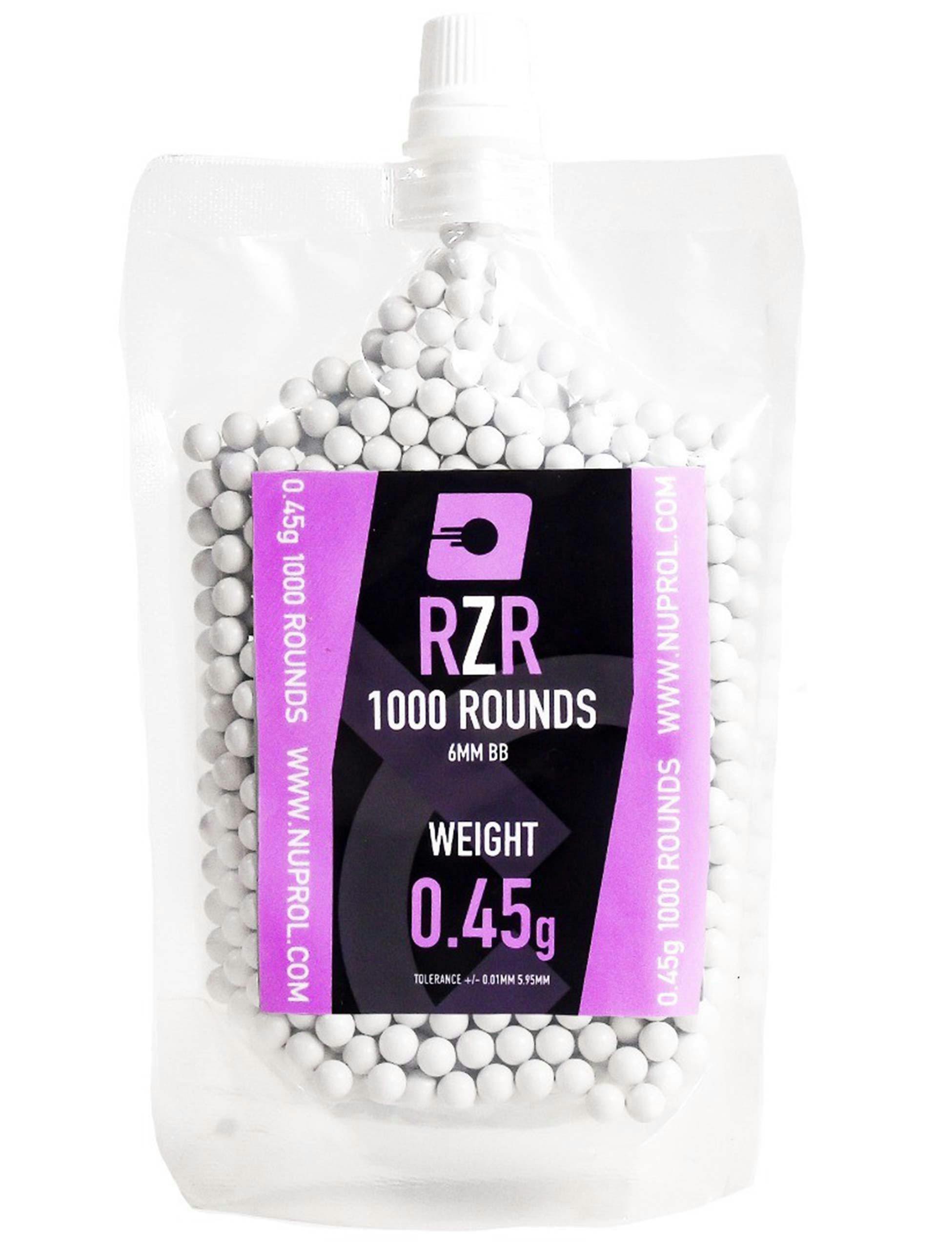 NUPROL 0.45g RZR Airsoft BBs; 1000rnd