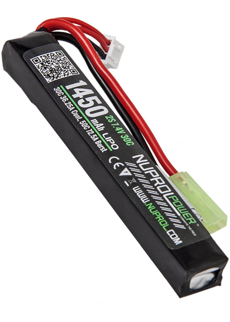 NUPROL 7.4v 1450mAh 30C Stock Tube LiPo Battery (Mini Tamiya)