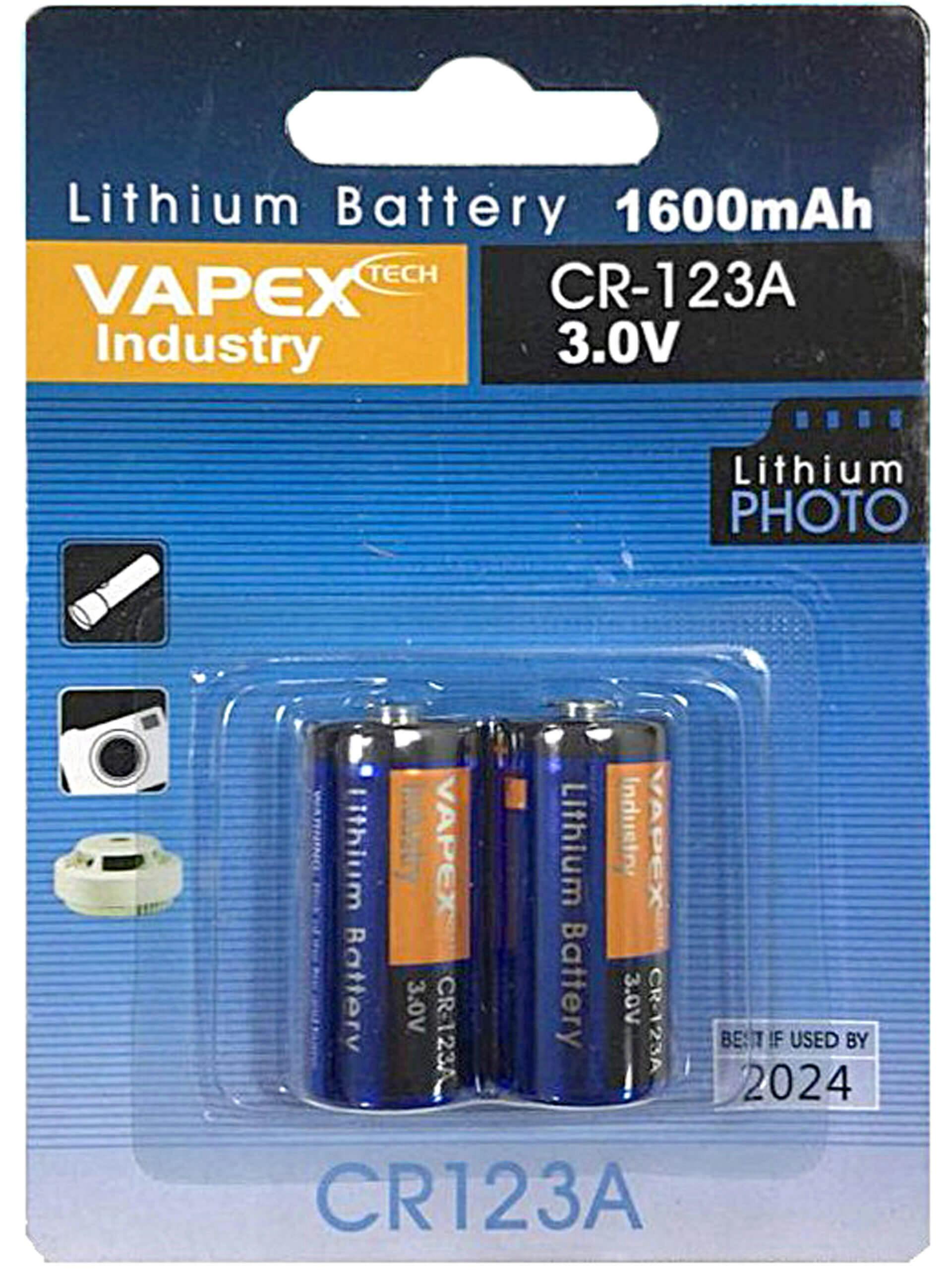 VAPEX CR123A 3V Lithium Camera Battery - Pack of 2