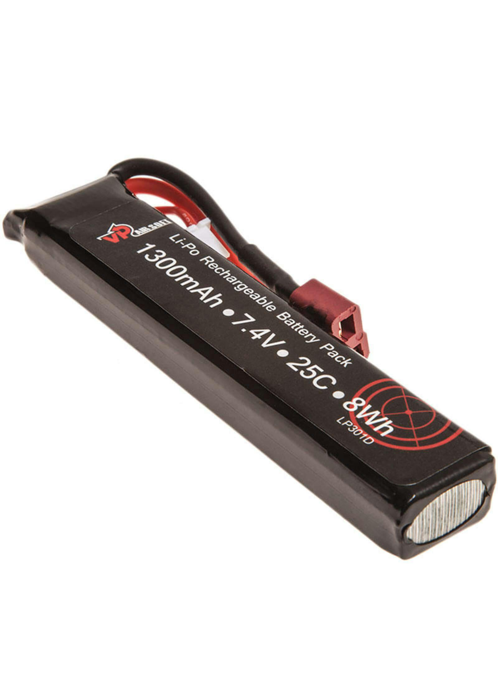 VP Racing 7.4v 1300mAh 25C LiPo Stick Battery (Deans)