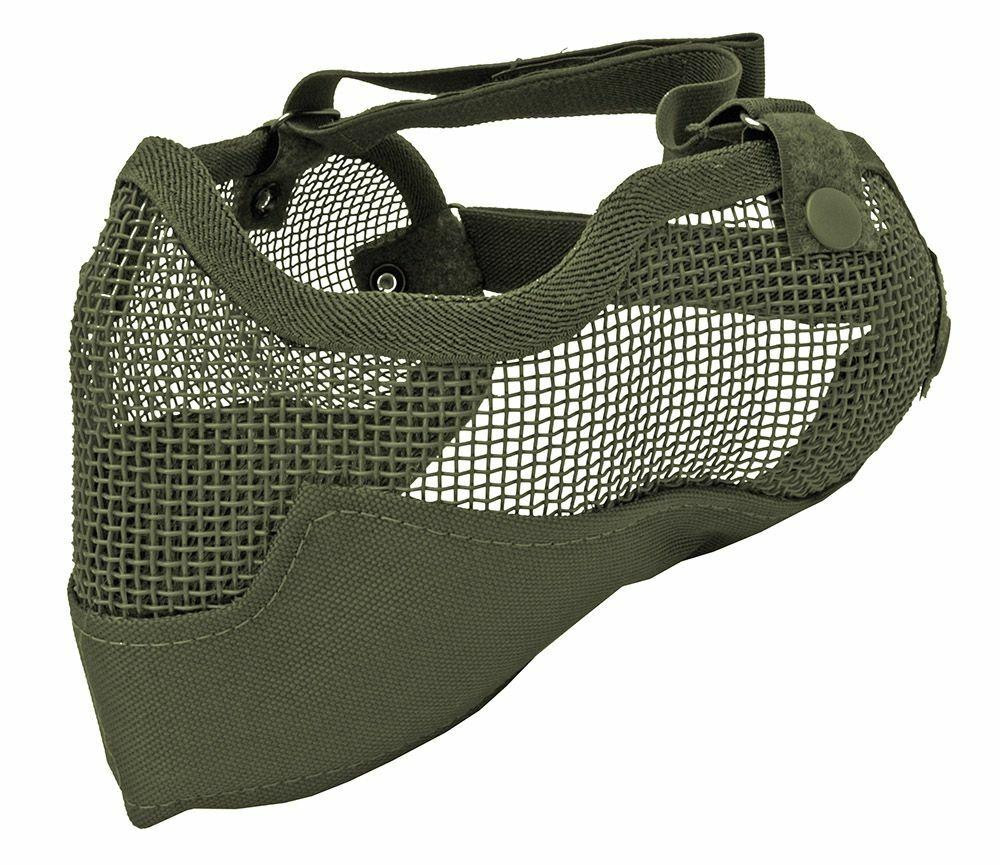3G Steel Mesh Half Face Mask, Deluxe Version w/ Ear Protection, OD Green