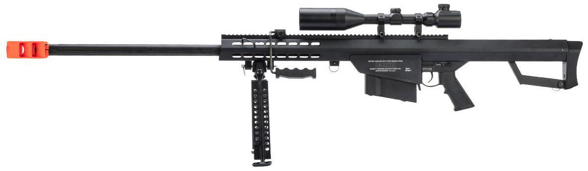 6mmProShop Barrett M82A1 Bolt Action Airsoft Sniper Rifle, Black