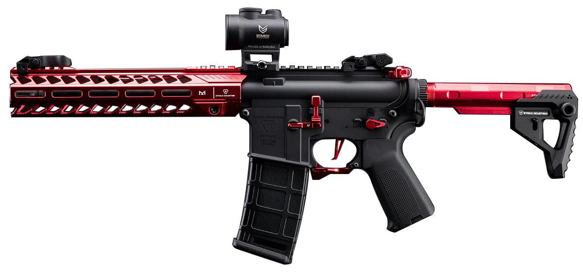 6mmProShop E&C SI Licensed 10" Sentinel M4 Airsoft AEG Rifle, Red/Black