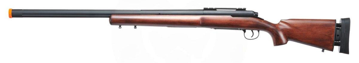 A&K SOCOM Type M24 Bolt Action Rifle Airsoft Sniper Rifle w/ Adjustable Stock, Wood