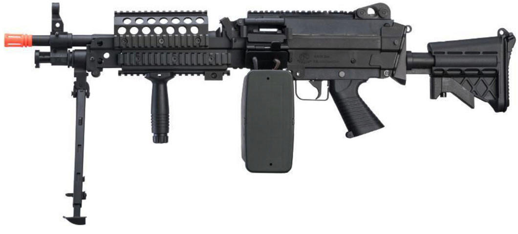 A&K MK46 M249 Saw Light Machine Airsoft Rifle, Black