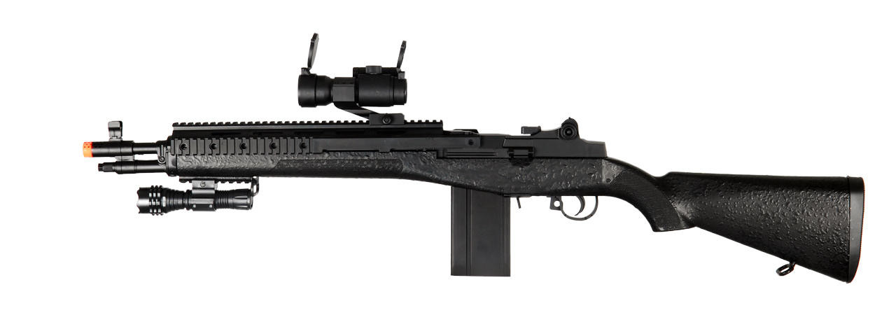 AGM M14 SOCOM Airsoft Rifle w/ RIS, Flashlight, and Red Dot Sight