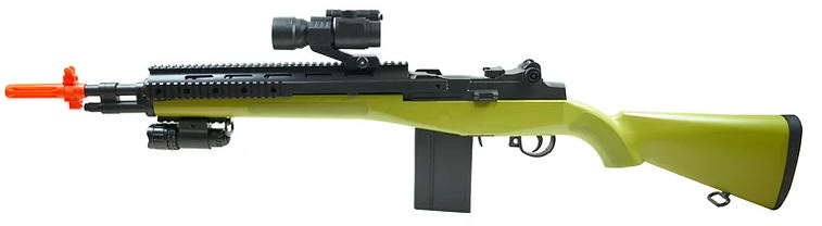 AGM M14 SoCom Spring Airsoft Rifle w/ Red Dot Scope & Flashlight, Green