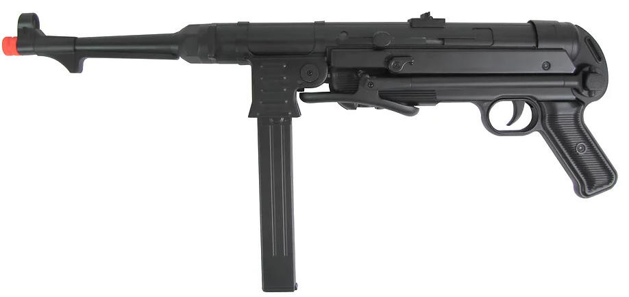 AGM MP007 MP40 AEG Full Metal Airsoft Rifle w/ Battery & Charger, Black