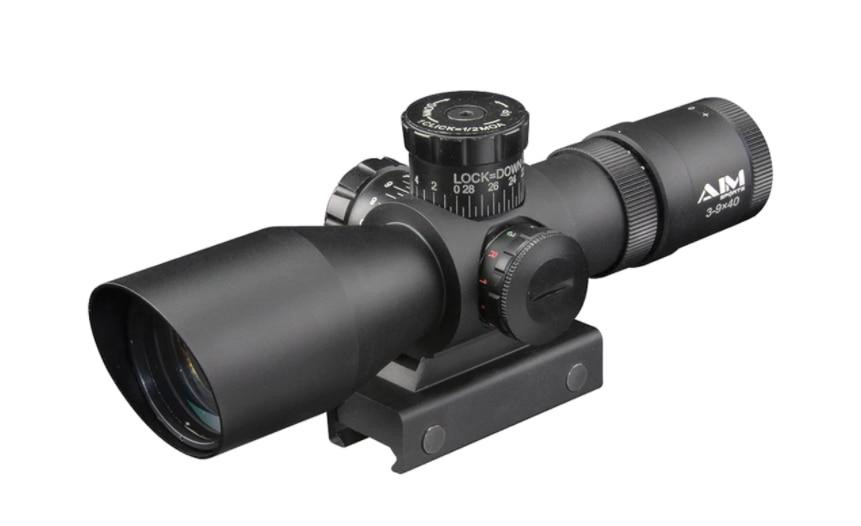 AIM Sports 3-9X40 Dual Illuminated Scope with Mil-Dot Reticle, Black