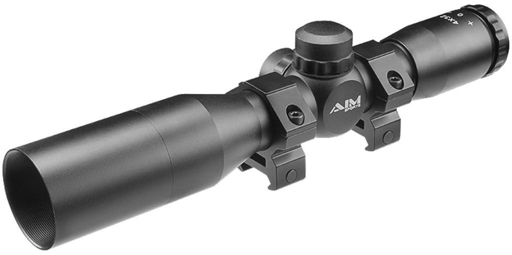 Aim Sports 4x32 Compact Mil-Dot Scope w/ Rings & Sunshade, Black