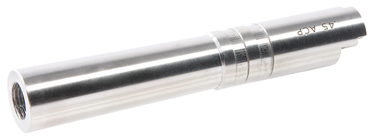 Airsoft Masterpiece .45 ACP Threaded Outer Barrel for Tokyo Marui Hi-Capa 4.3 GBB Pistol, Silver