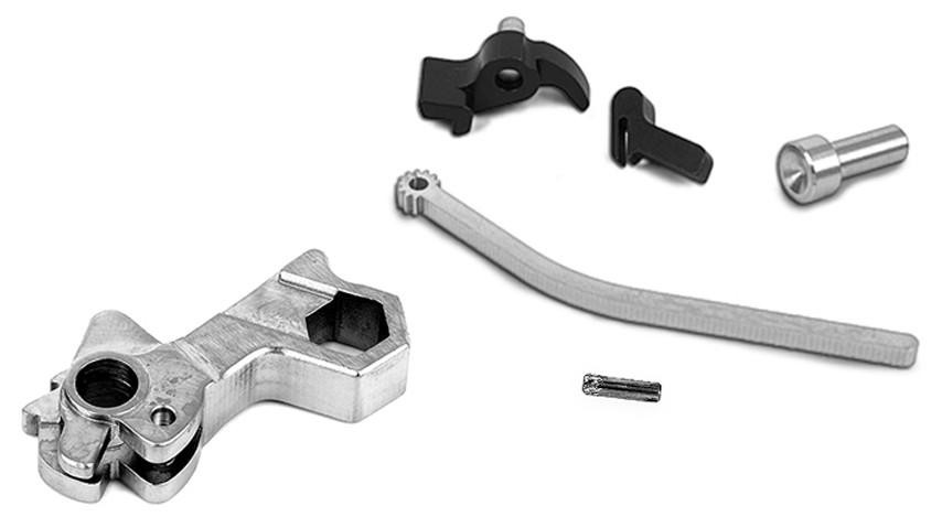 Airsoft Masterpiece CNC Steel Hammer & Sear Set for Marui Hi-Capa S Style Hex, Silver