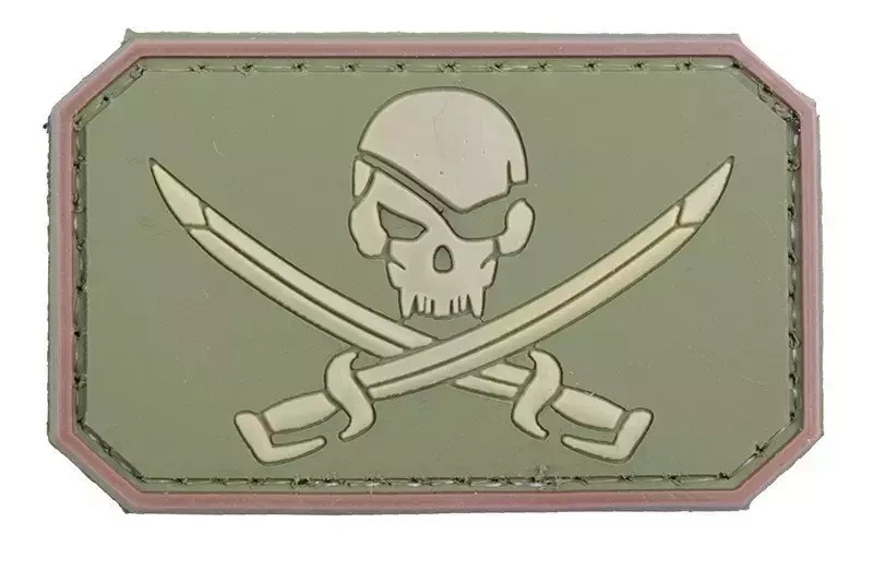 3D Patch, Pirate Skull - olive