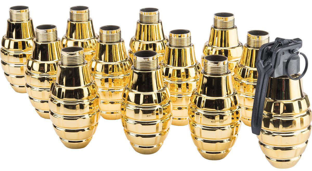 APS Thunder B Airsoft CO2 Simulation Grenade 12 Shell Set, Golden Pineapple Shell