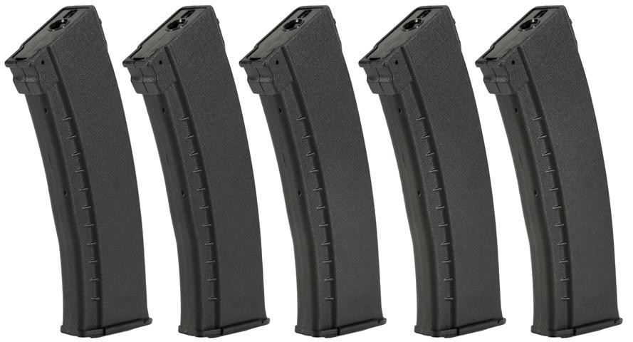 Arcturus AK74 Bakelite 30/135 Round Mid-Capacity Airsoft EMM Magazine 5 Pack, Black