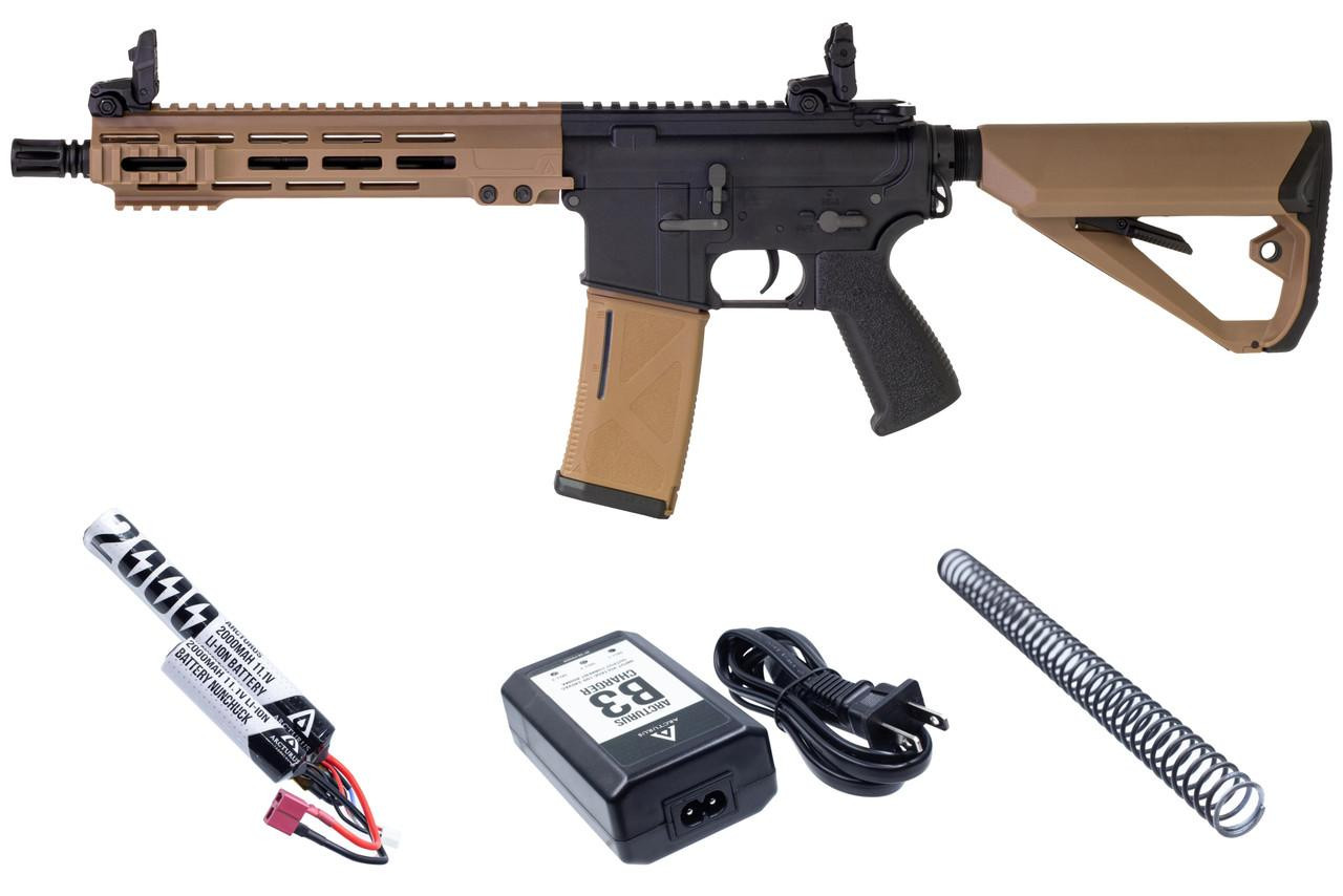 Arcturus LWT MK-I CQB 10" M-LOK AEG Sport Airsoft Rifle Starter Pack, Black/Tan